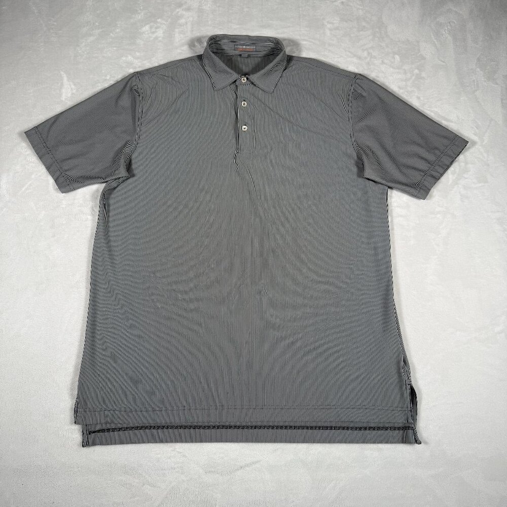 Peter Millar Polo Shirt Men Size L Stripe Short Sleeve Summer Comfort Stretch GU